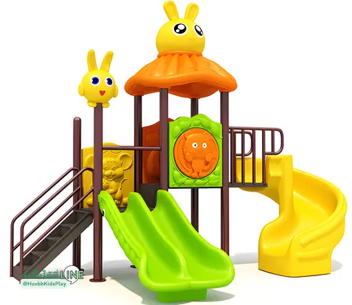 เครื่องเล่นสนามเด็กเล็ก ธีมกระต่ายการ์ตูน สีเหลืองสดใส