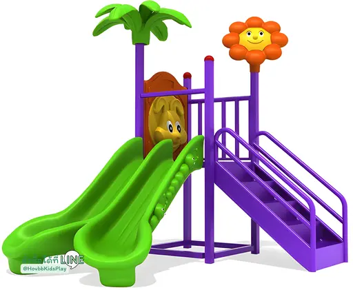 สนามเด็กเล่นมินิ สีเขียวม่วง พร้อมสไลเดอร์คู่