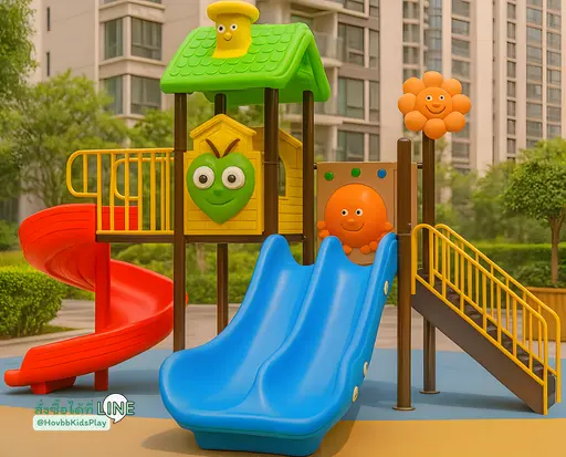 ชุดสนามเด็กเล่นกลางแจ้ง Happy Roof