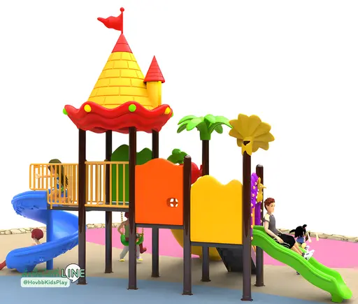 สนามเด็กเล่นแฟนตาซีธีมปราสาทพร้อมสไลเดอร์ 3 แบบ
