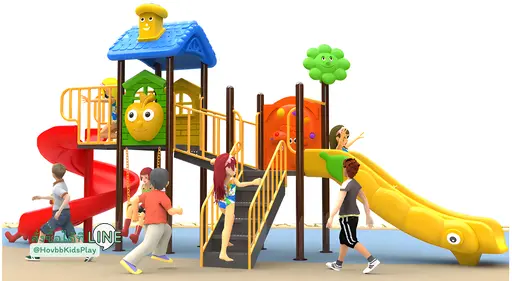 ชุดสนามเด็กเล่นกลางแจ้ง Twin Slides Cottage