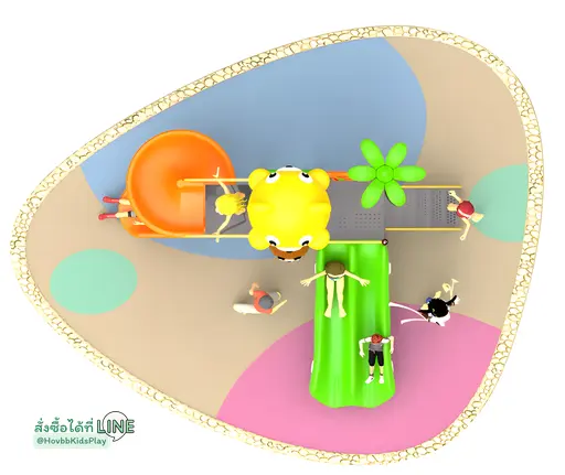 สนามเด็กเล่นธีมหมีพร้อมสไลเดอร์คู่และเกลียว