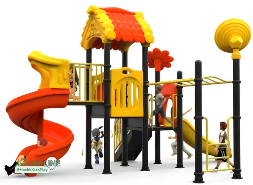 เครื่องเล่นสนามเด็กอนุบาล สีเหลืองส้ม