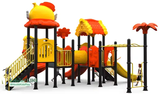เครื่องเล่นสนามเด็กอนุบาล สีเหลืองส้ม