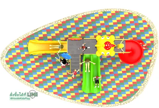 เครื่องเล่นสนามเด็กปฐมวัย สีสดใส