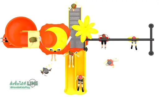 สนามเด็กเล่นกลางแจ้งลายยีราฟและโดมการ์ตูนยิ้ม