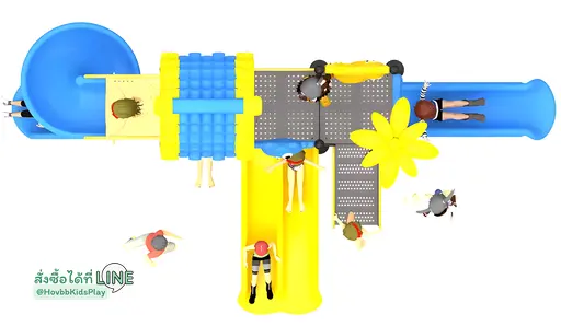 สนามเด็กเล่นกลางแจ้งสีเหลืองฟ้า