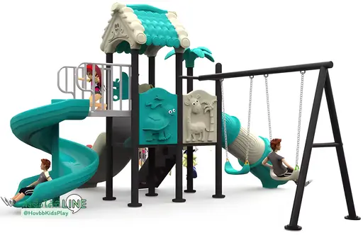 เครื่องเล่นสนามกลางแจ้งธีมป่ายีราฟและต้นไม้