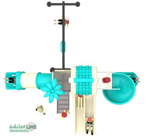 สนามเด็กเล่นกลางแจ้งลายยีราฟและเต่าการ์ตูน