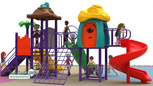 สนามเด็กเล่นกลางแจ้งธีมแมลงเต่าทองและบ้านยุคหิน