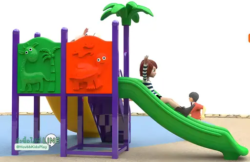 เครื่องเล่นสนามเด็กเล็กธีมยีราฟและเต่าการ์ตูน