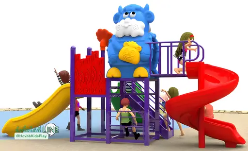 สนามเด็กเล่นกลางแจ้งพร้อมสไลเดอร์วน