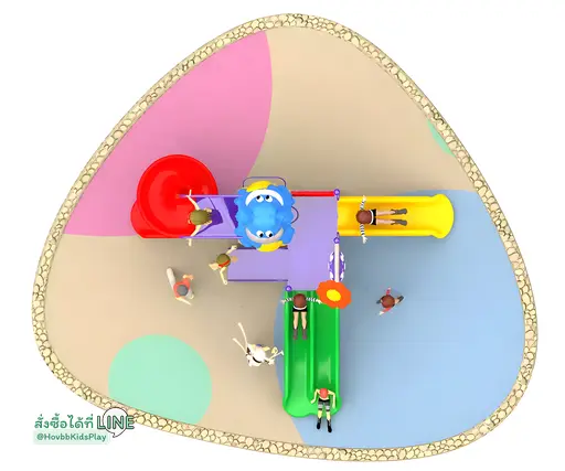 ของเล่นสนามเด็กธีมมาสคอตสีฟ้าและแมลงเต่าทอง